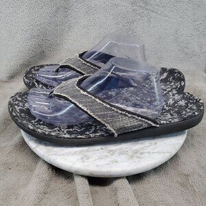 Spenco Shoes Mens Size 13 Yumi Gray Canvas Slip On Thong Sandals Flip Flops